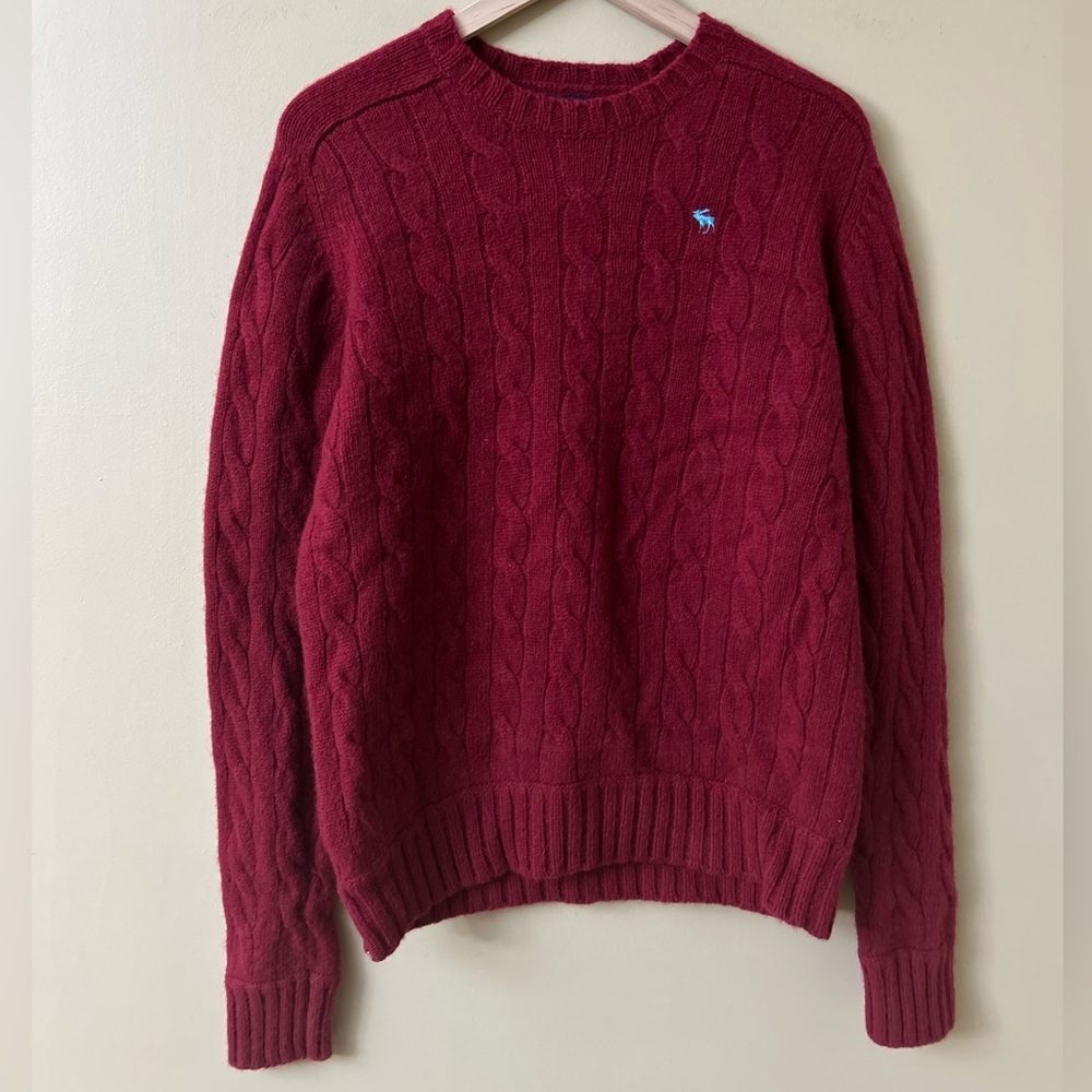 Vintage 90s Abercrombie & Fitch Men's Shetland Wool Cashmere Cable Knit Sweater
